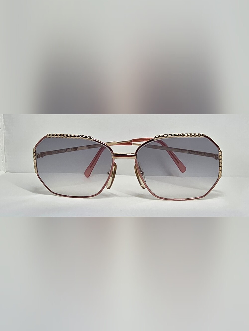Vintage Christian Dior Beaded Geometric Sunglasses Gold And Soft Rose